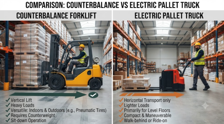 Counterbalance Forklift vs Electric Pallet Truck