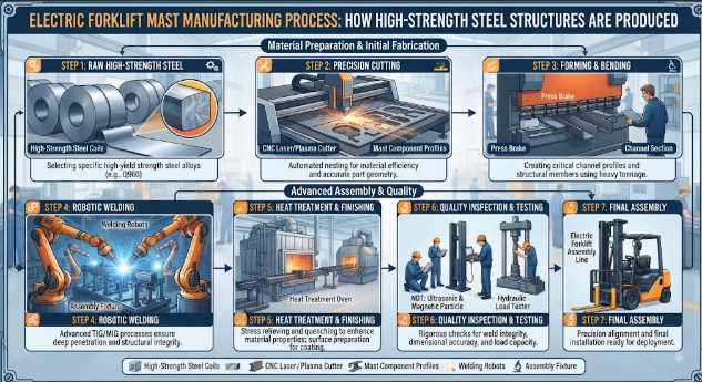 Electric Forklift Mast Manufacturing Process: How High-Strength Steel Structures Are Produced