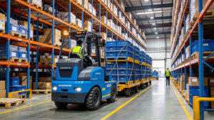 Electric tugger applications in warehouse material handling