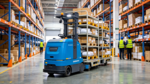 Industrial electric tugger for manufacturing material handling