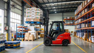 Electric stacker in warehouse material handling