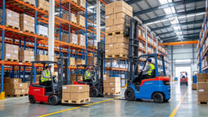 Electric pallet stacker for warehouse