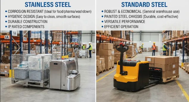 Stainless vs. Standard Electric Pallet Trucks: What Is a Stainless Steel Electric Pallet Truck?